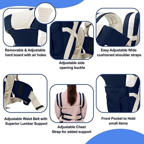 Baby Carrier Bag/Adjustable Hands Free 4 in 1 Baby/Baby sefty Belt/Child Safety Strip/Baby Sling Carrier Bag/Baby Back Carrier Bag (Black) Front Carry Facing(50% OFF)